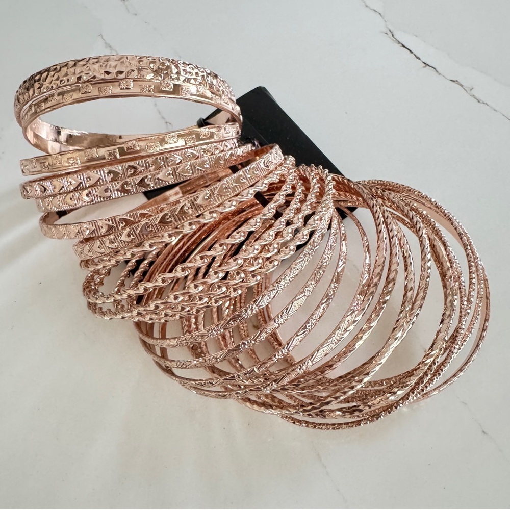 51 pcs Rose Gold Bangle Bracelet Set Bundle - Picture 7 of 9